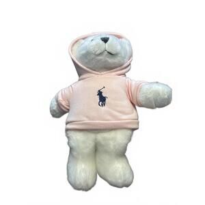 Ralph Lauren Romance Plush Bear with Pink Hoodie Stuff Animal Toy Kids Girls